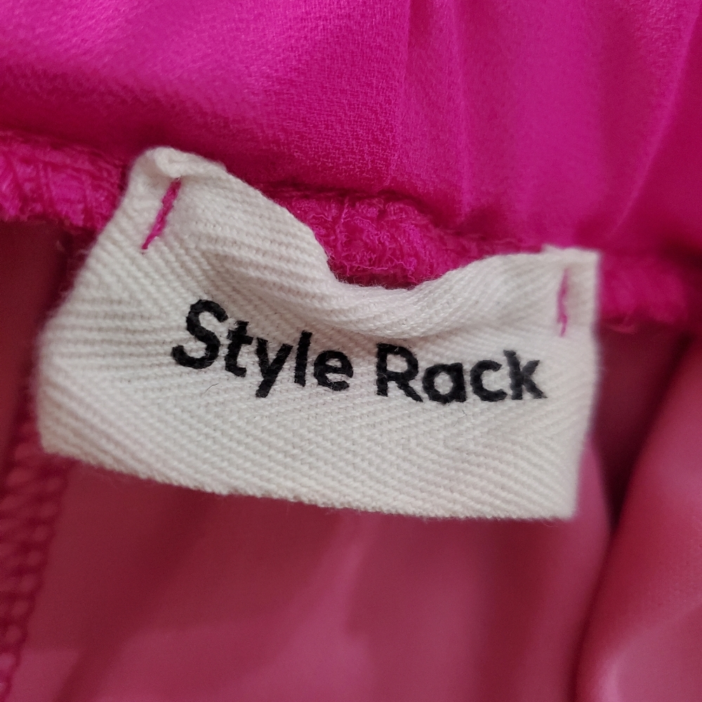 Style Rack Hot Pink Off Shoulder Shift Lined Mini Dress Size Medium - Picture 2 of 7